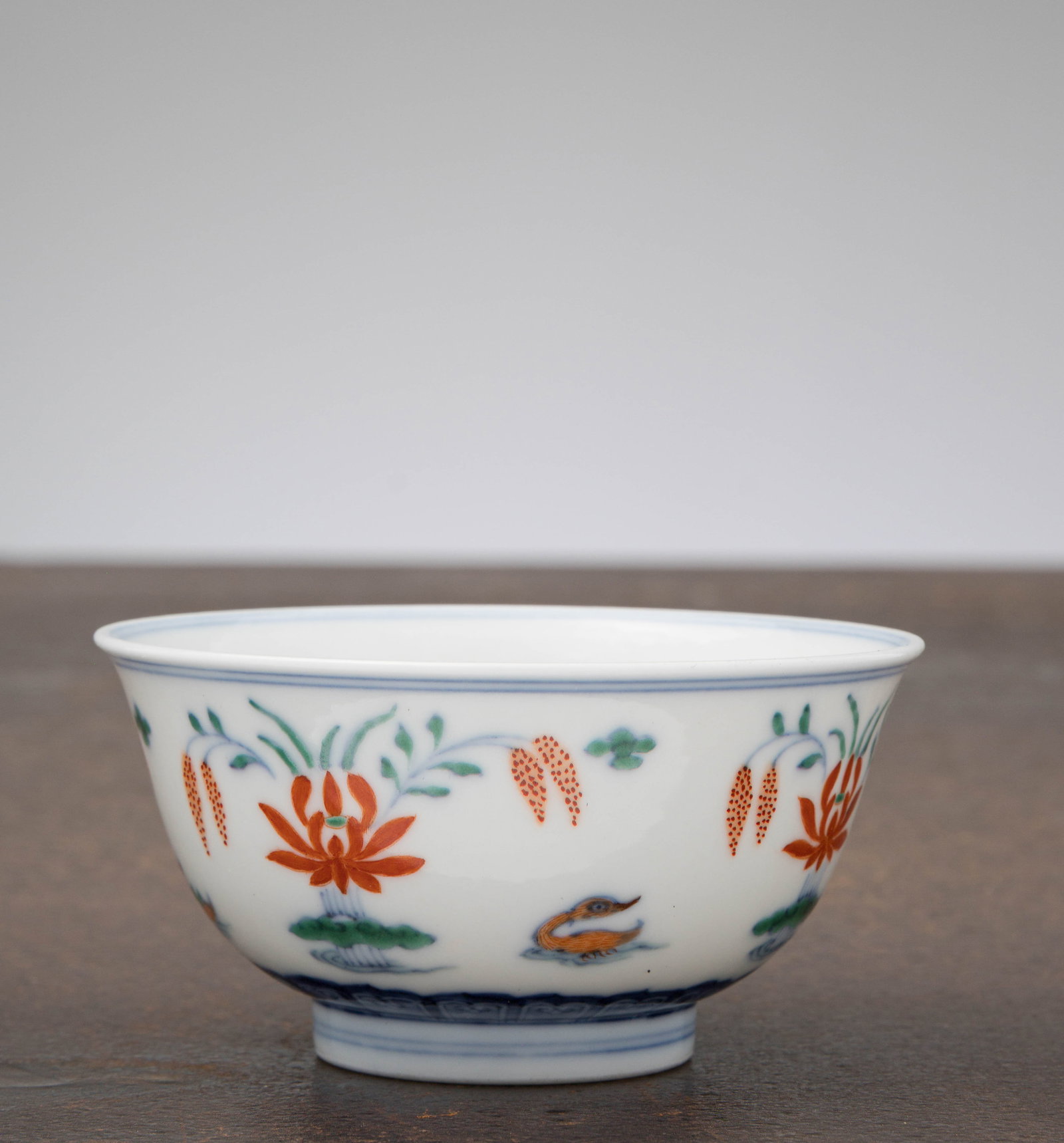 A FINE DOUCAI PORCELAIN BOWL WITH LOTUS AND WATERFOWL, CHINA, YONGZHENG PERIOD (1 of 5)