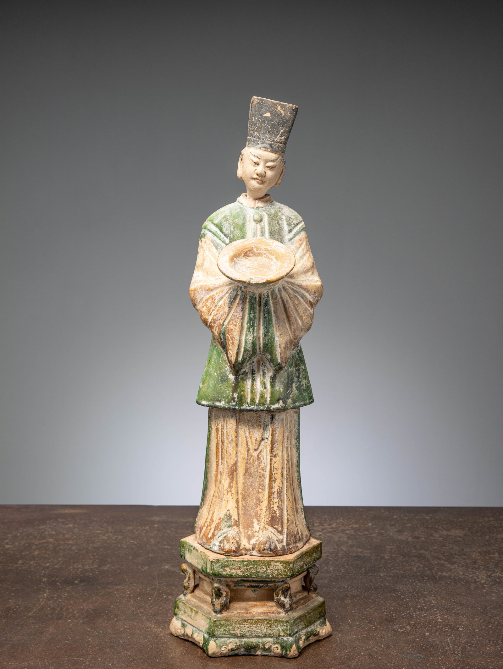 (R) A CHINESE TERRACOTTA DIGNITARIE, MING DYNASTY, 15TH CENTURY (1 of 7)