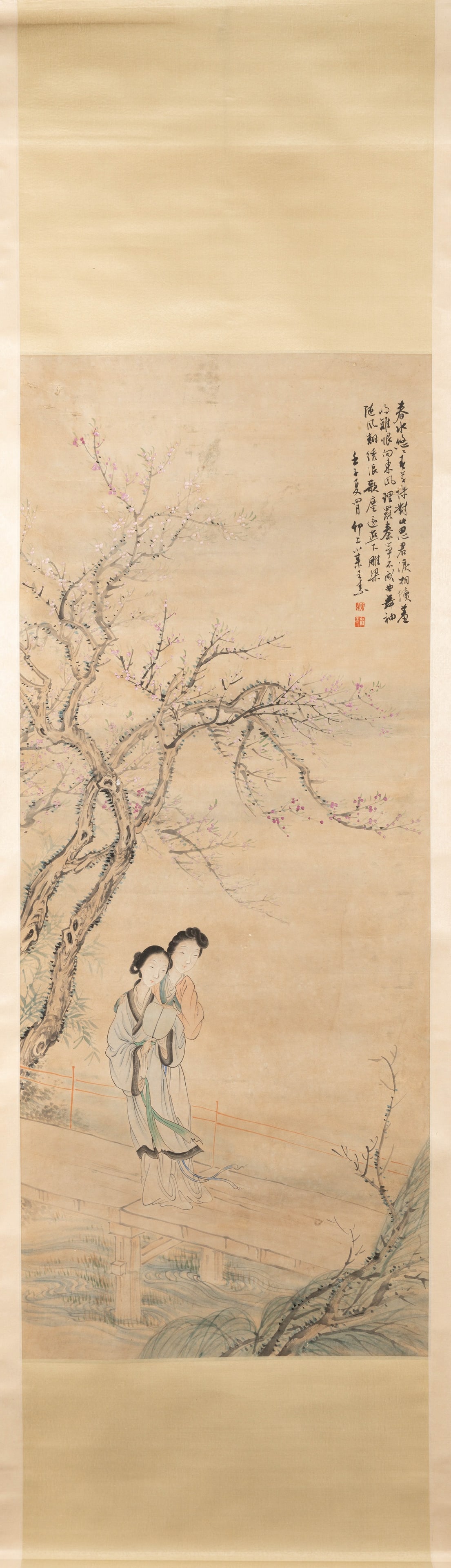 A CHINESE HANGING SCROLL DEPICTING TWO LADIES - WANG SU (1794-1877) (1 of 3)