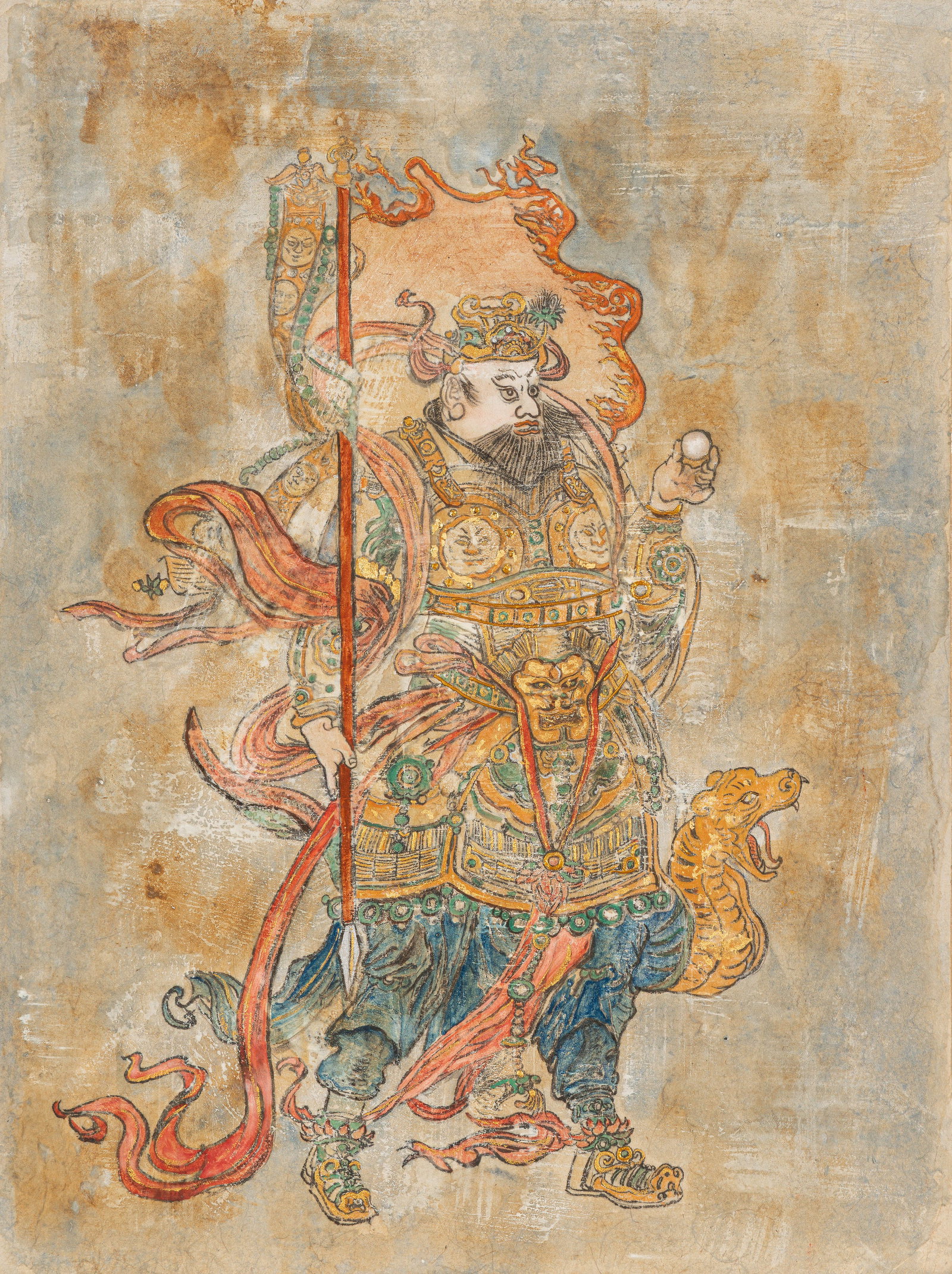 A BUDDHIST GUARDIAN FIGURE PAINTING, CHINA, IN THE STYLE OF 10TH–12TH CENTURY (1 of 4)