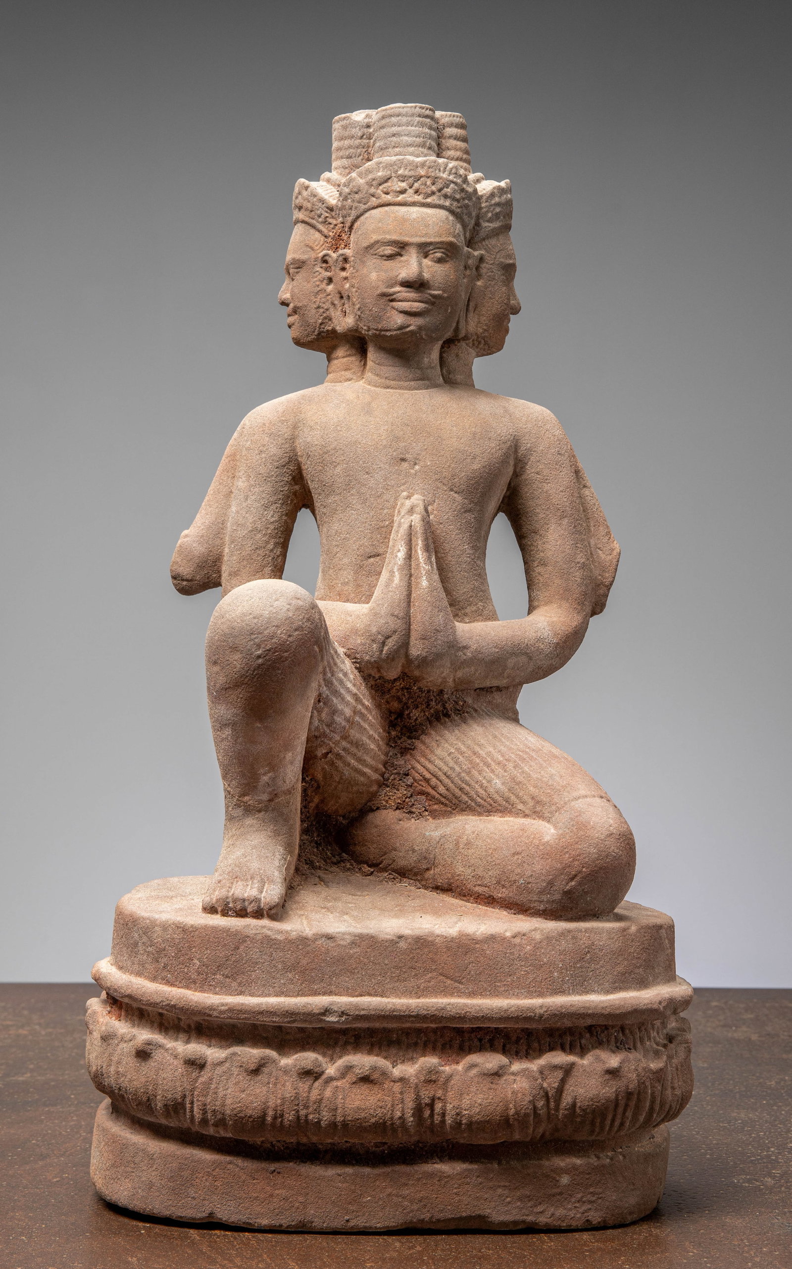 A KNEEILING SANSTONE BRAHMA, ANGKOR WAT, 10TH CENTURY, BANTEAY SREI STYLE (1 of 6)