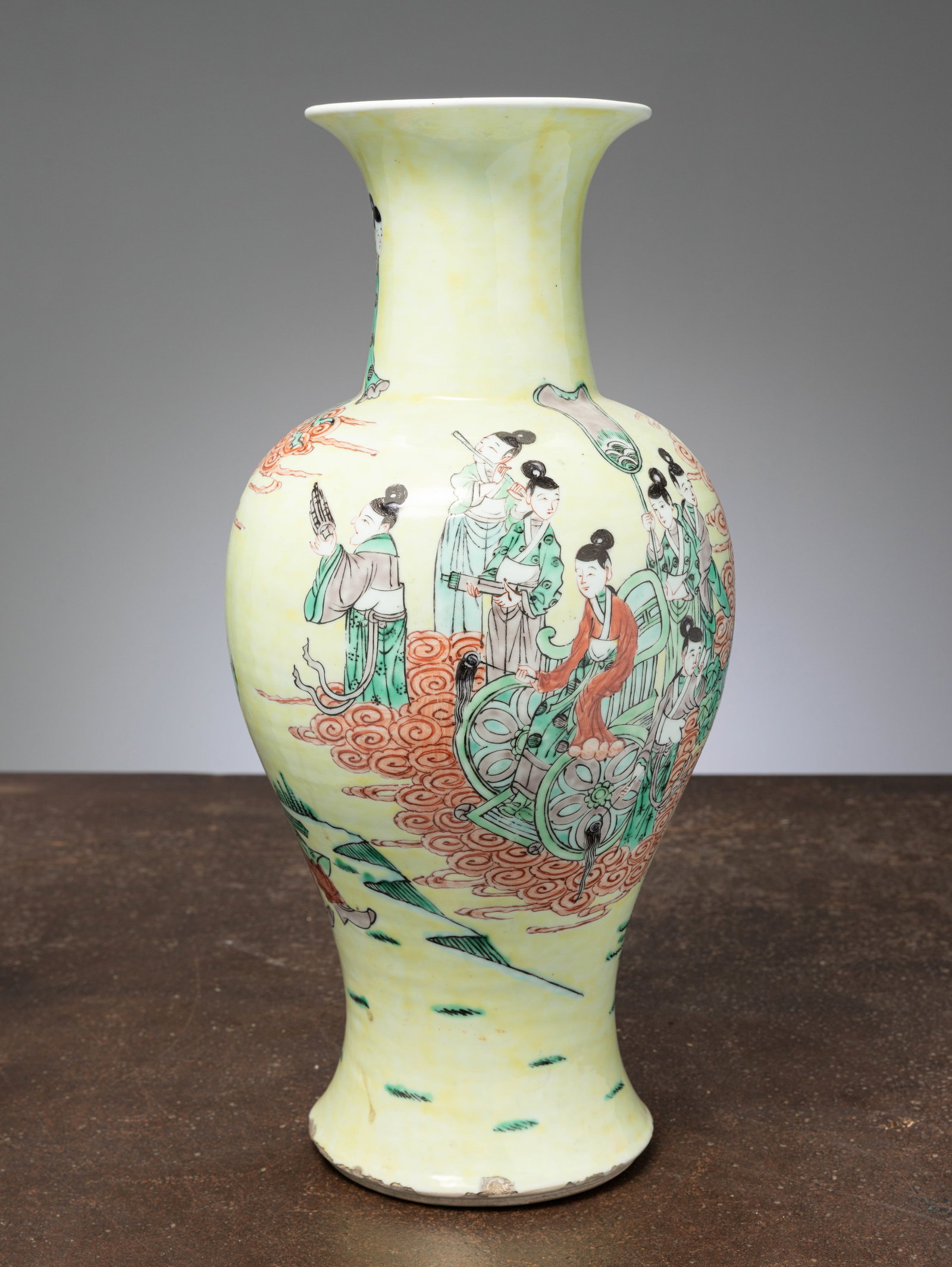 (R) A YEN-YEN BALUSTER VASE, CHINA, KANGXI, 19TH CENTURY: Dimensions: Height 44 cm Wide 20 cm Depth 20 cm Weight: 3433 grams The tall baluster-shaped vase is finely potted with a waisted neck rising to a gently flaring rim. It is decorated in overglaz