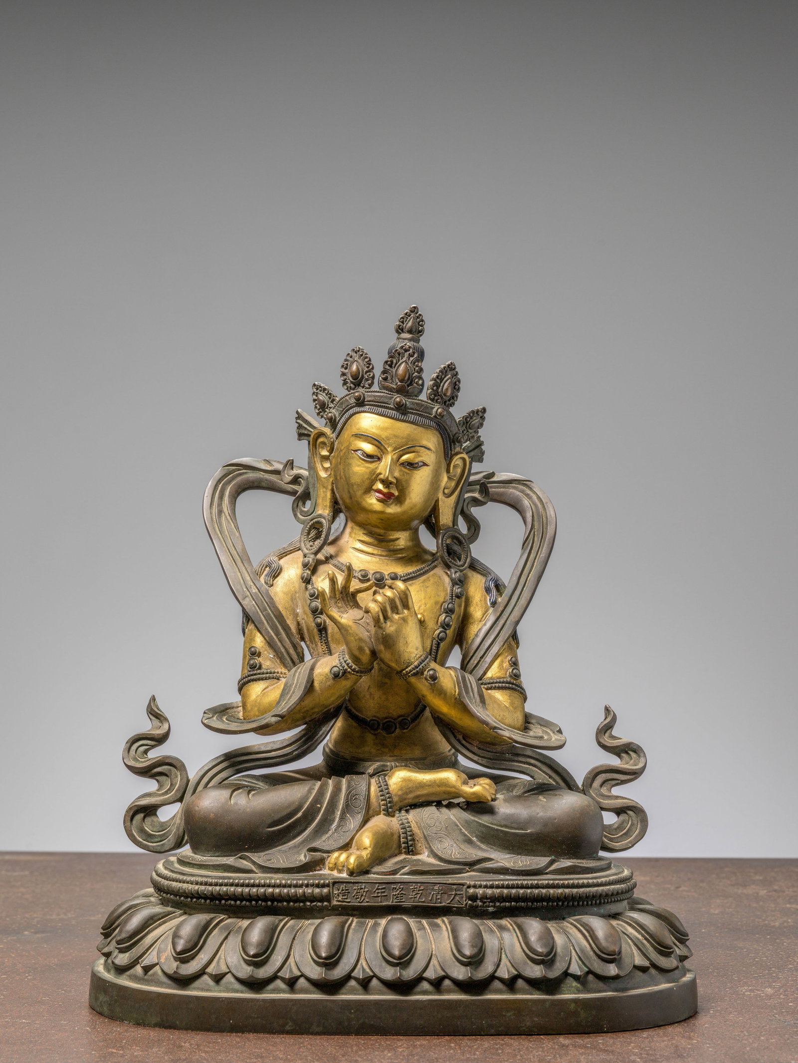 A SEATED BRONZE COLD GILT BODHISATTVA, CHINA 18TH CENTURY, QIAN LONG PERIOD (1 of 7)