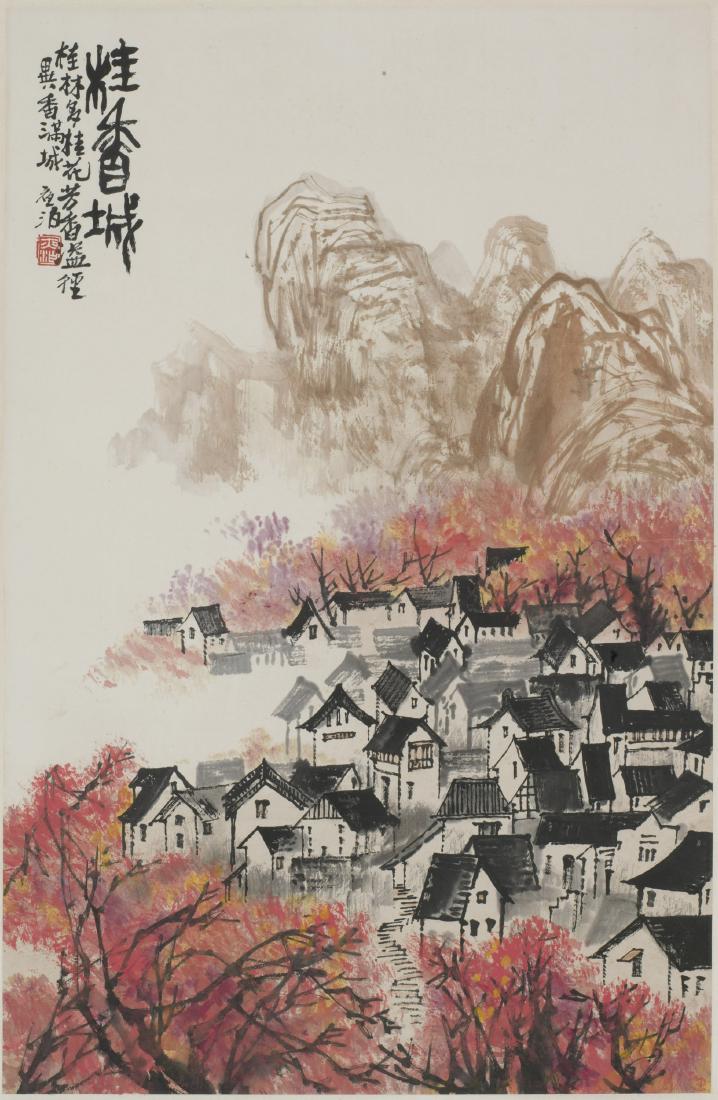 A CHINESE SCROLL PAINTING OF OSMANTHUS CITY MOTIF, (1 of 1)
