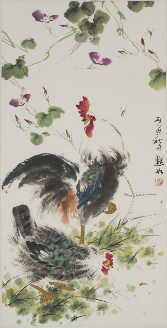 A CHINESE SCROLL PAINTING OF LOTUS MOTIF, AFTER JIN (1 of 1)