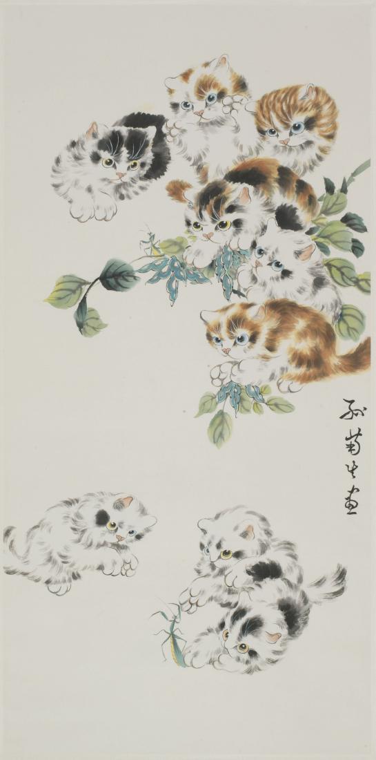 A CHINESE SCROLL PAINTING OF KITTEN MOTIF, AFTER SUN (1 of 1)