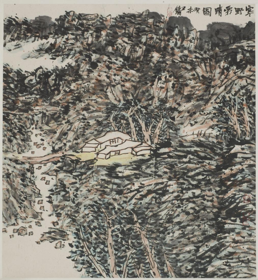 A CHINESE SCROLL PAINTING OF LANDSCAPE MOTIF, AFTER (1 of 1)