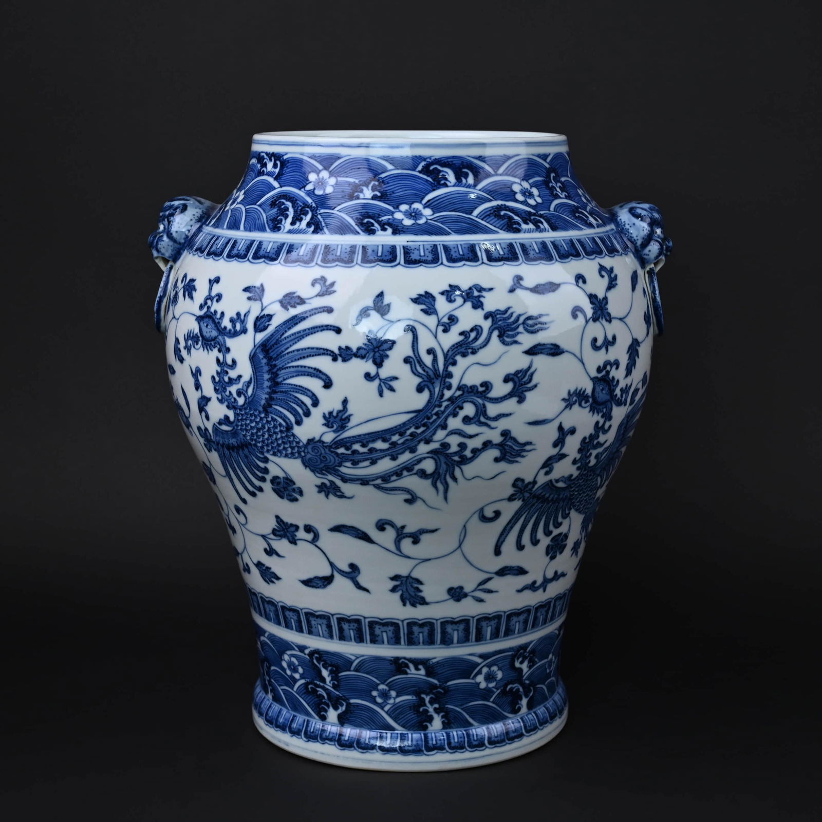 Blue and White Phoenix Double Beast Eared Zun Vase (1 of 10)