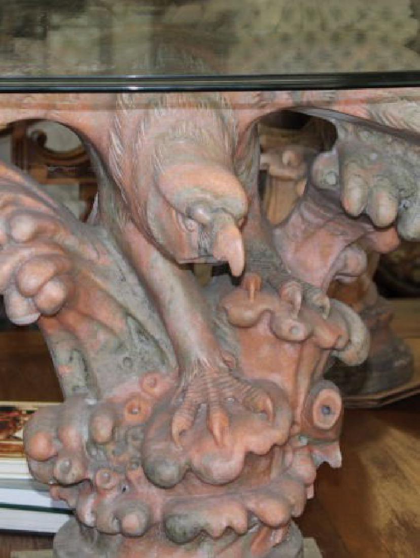 Italian Marble Eagle Sculptures 40x20" Ea 600-lbs: Rare Set of 6 Italian Antique Natural Pink Salmon Marble Eagles on Mounts Eagle Mounts: 39.00Wx21.50Hx20.00D inches (approx) 100-lbs each Some have super thick glass tops 39.00 x 20.00 x 5/8 inch thic