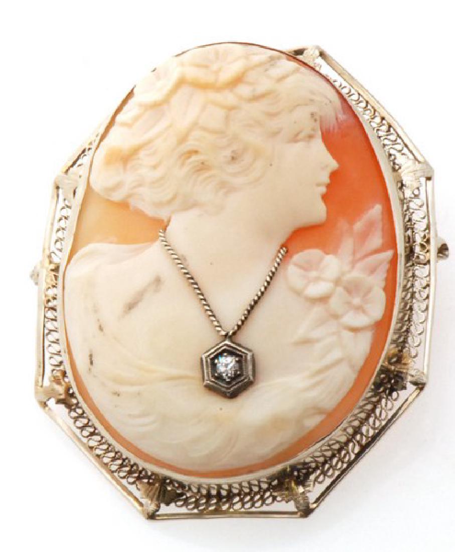 Huge Antique Gold Diamond Cameo Brooch (1 of 3)