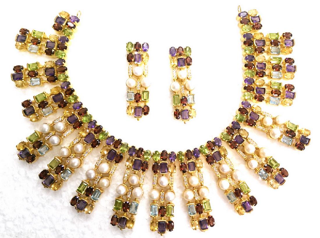 Exotic 22K Gold Multi-Precious Gemstone Jewelry Suite (1 of 4)