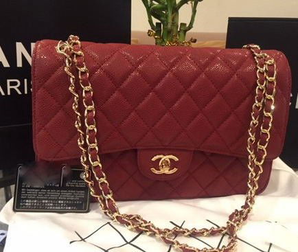Chanel Raspberry Red Bag w. Yellow Gold Hardware (1 of 5)