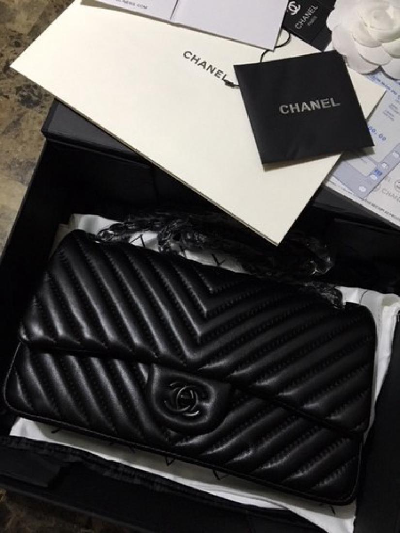 Chanel Chevron Purse in Black on Black (1 of 2)