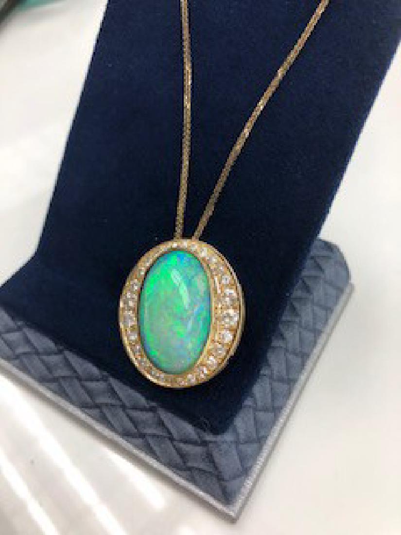 Fine Australian Black Opal & Diamond Pendant in Yellow (1 of 5)