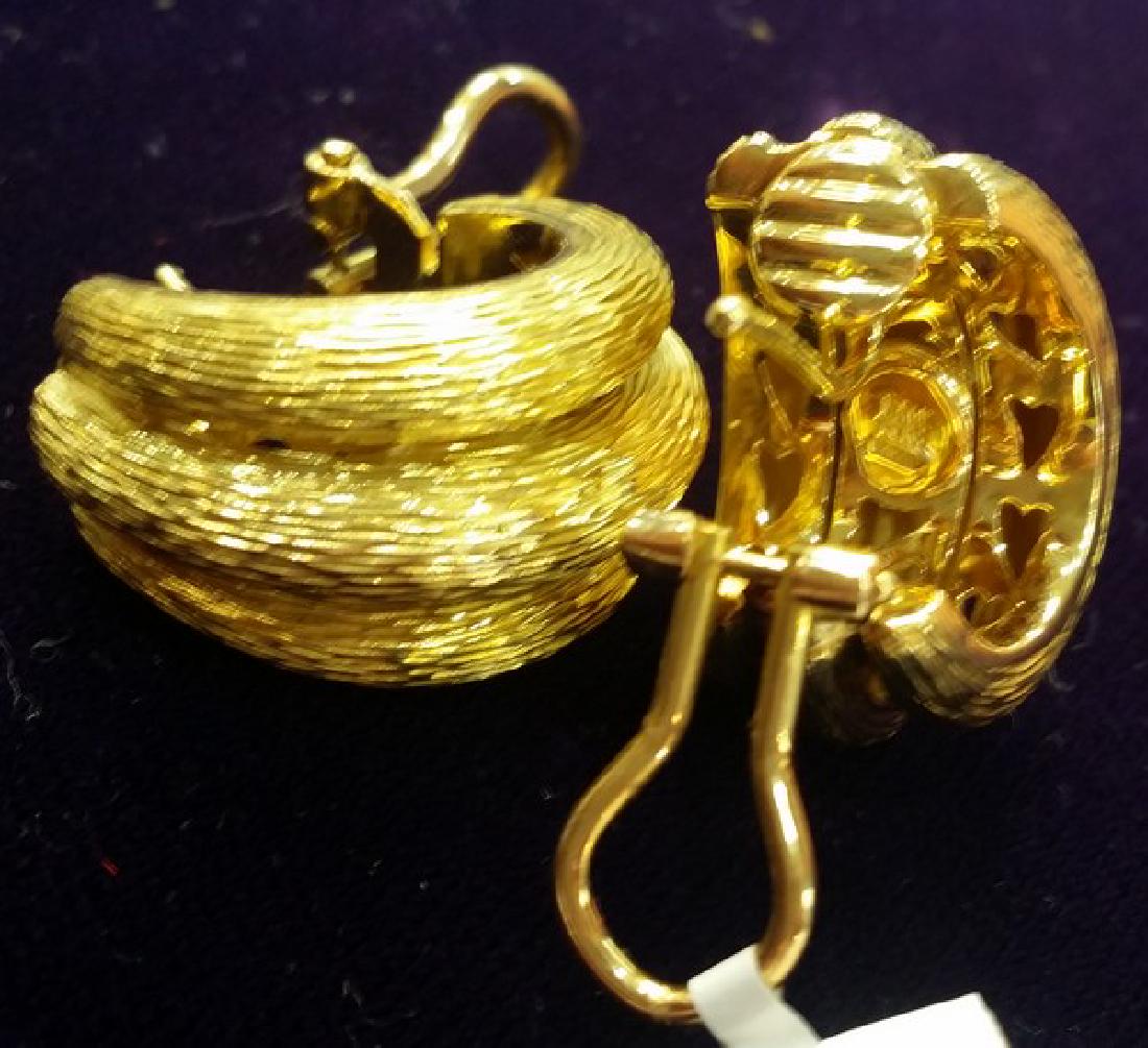 Italian 18K Gold Earrings w. Omega Clip Backs (1 of 2)