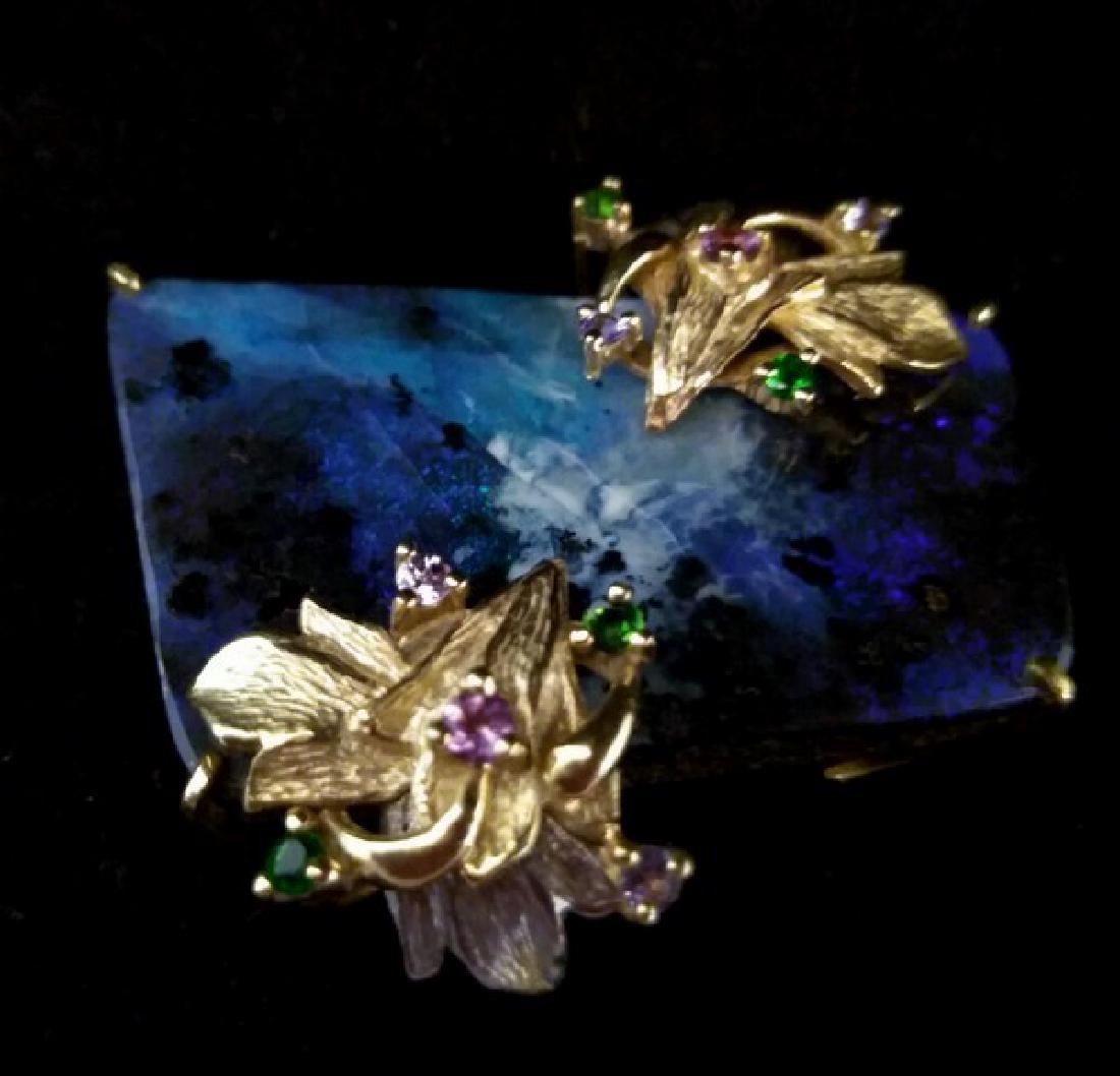 Antique Black Australian Opal Diamond Brooch of 18K (1 of 2)