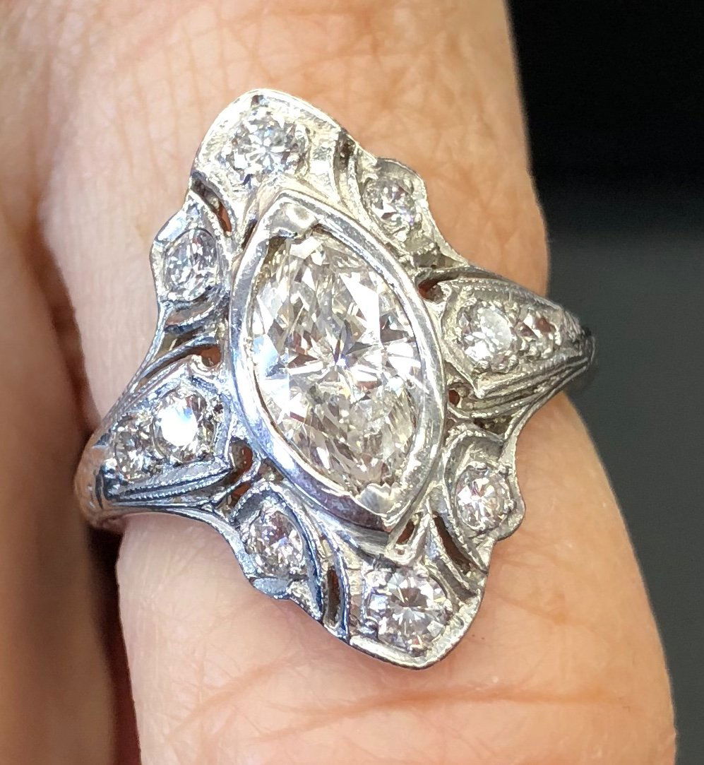 ART DECO PLATINUM DIAMOND RING (1 of 3)