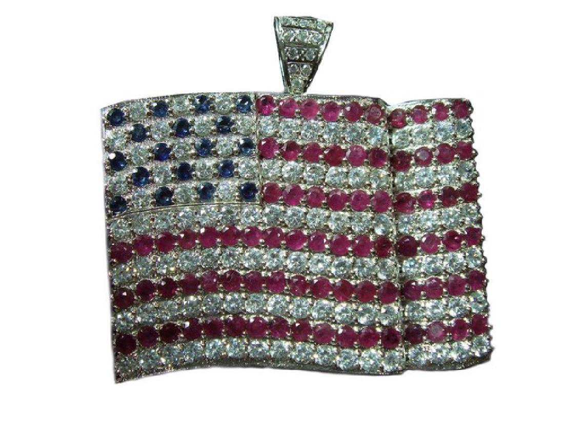 Platinum Ruby & Sapphire USA Flag Pendant (1 of 2)