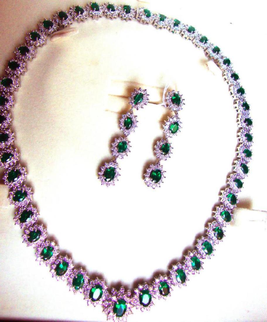 Platinum Emerald & White Sapphire Jewelry Suite (1 of 1)