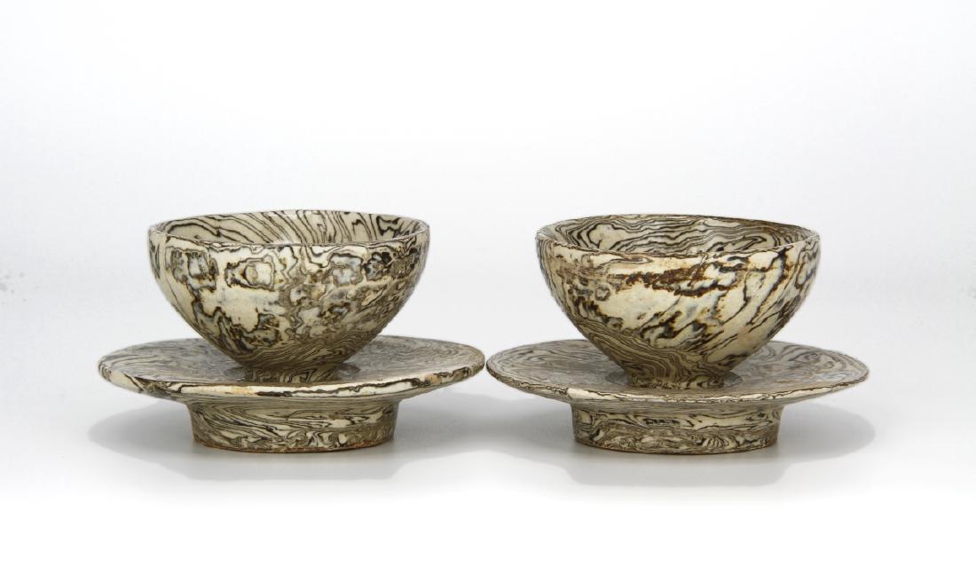 Pair of Chinese Marbled Cupstands (1 of 7)