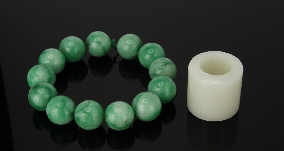 Jadeite Bracelet and Hardstone Archer Ring (1 of 3)