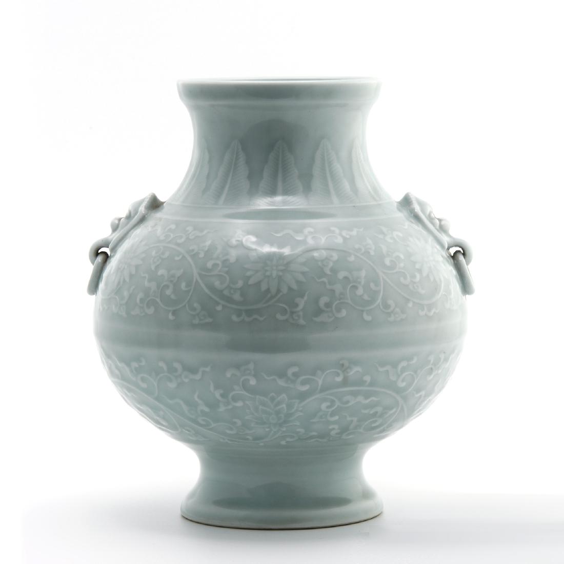 Celadon Glazed Baluster Handled Vase (1 of 10)