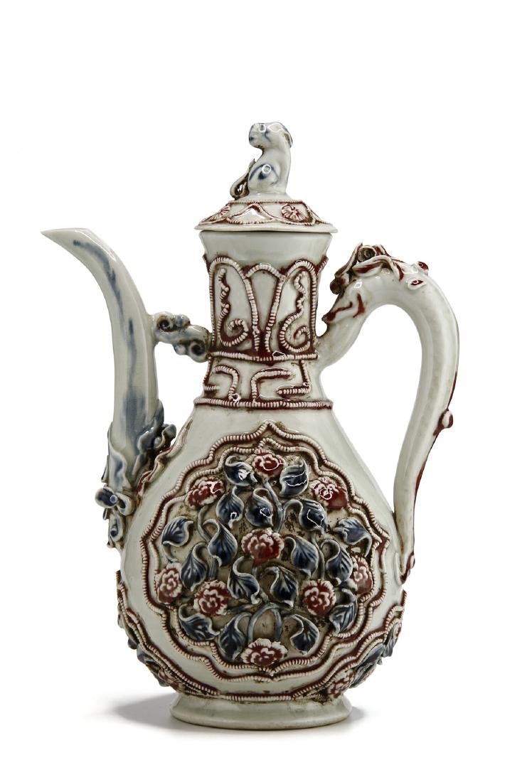 Fine Blue/White Copper Red Ewer, Yuan Period (1 of 15)