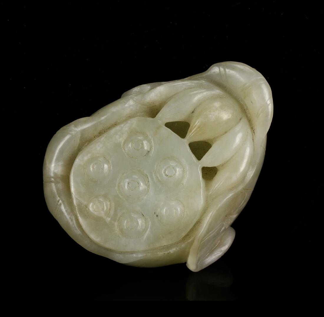 Pale Celadon Jade Carving of A Lotus Pod (1 of 4)