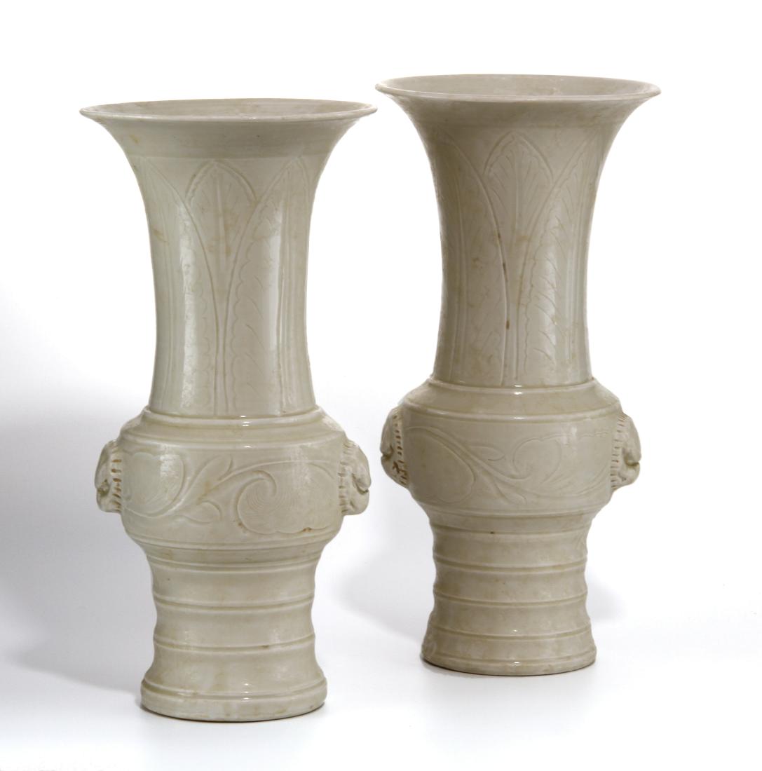 Important Pair of Ting 'Gu' Beaker Vases (1 of 9)