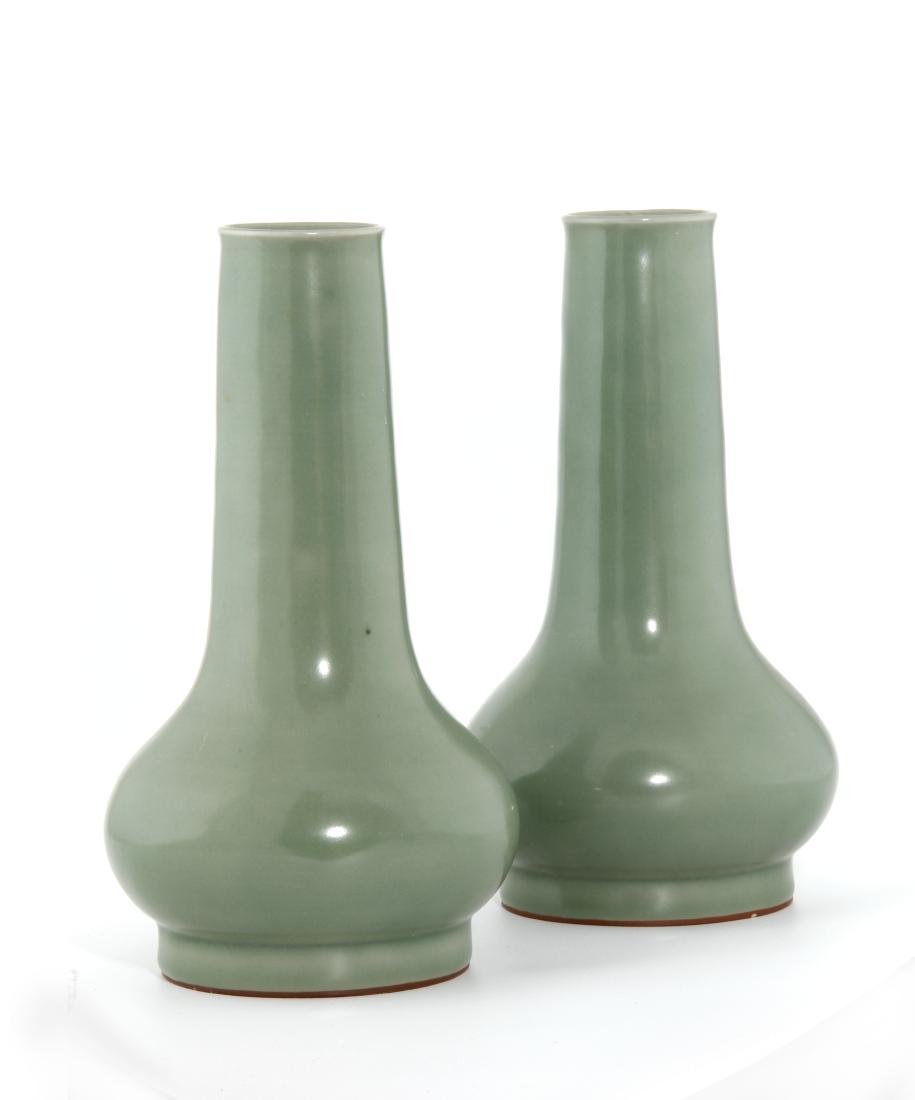 Rare Pair of Lungchuan Celadon Bottle Vases (1 of 6)