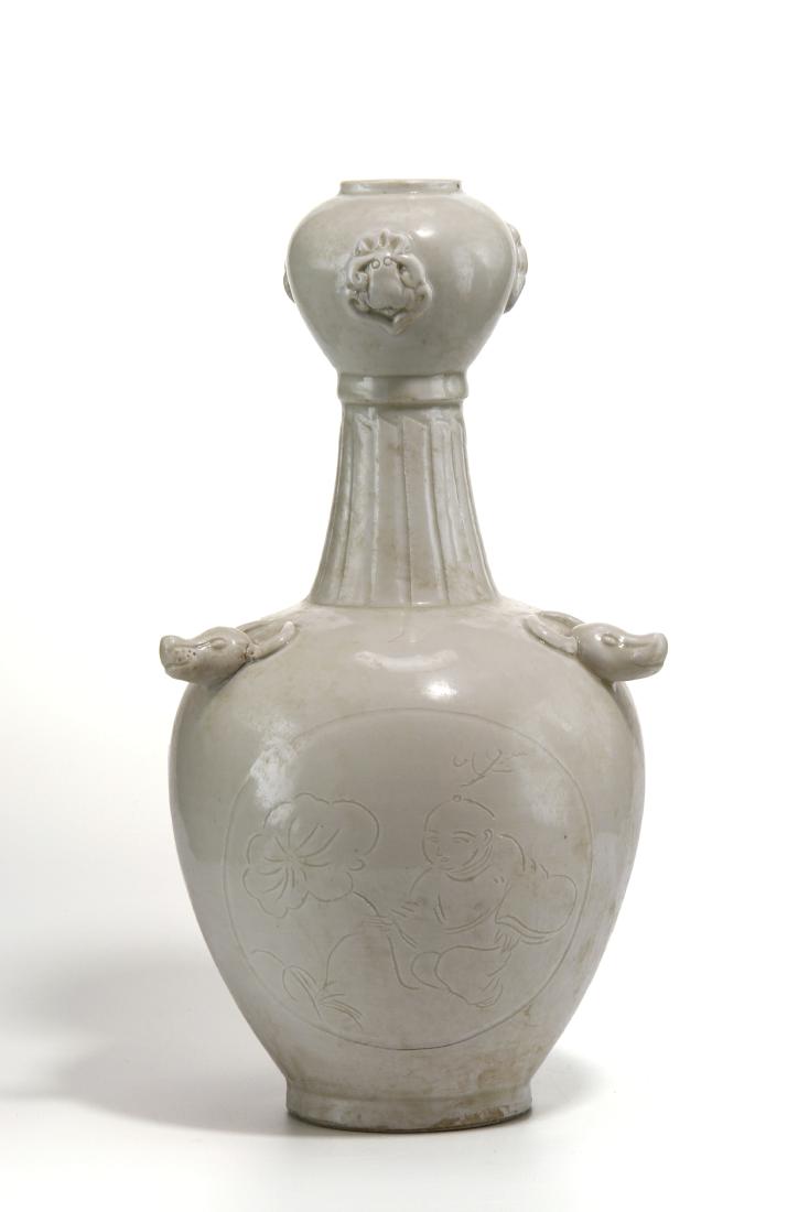 Rare Molded Carved Ting Ware Vase, Liao Period (1 of 8)