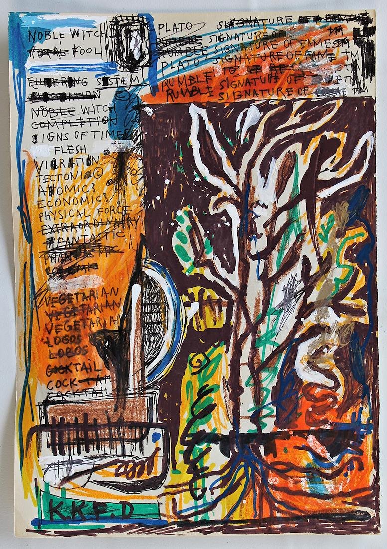 LARGE DRAWING PAINTING SIGNED " JEAN MICHEL BASQUIAT " (1 of 8)