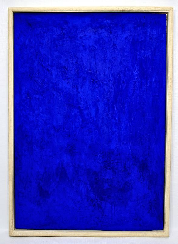YVES KLEIN 1928-1962 / LARGE PAINTING ON BOARD: A no reserve Auction!Yves Klein 1928-1962. Large painting on board measuring 36x25-1/2 Inches along with the frame which is only a bit larger than the painting it self.What a very hypnotic and captiva