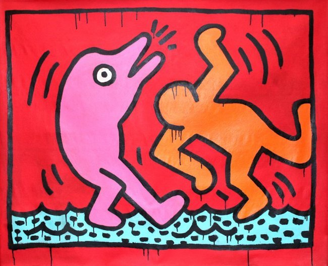 KEITH HARING / LARGE PAINTING ON CANVAS (1 of 8)