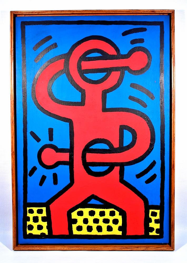 KEITH HARING / Painting / Drawing on linen canvas (1 of 11)