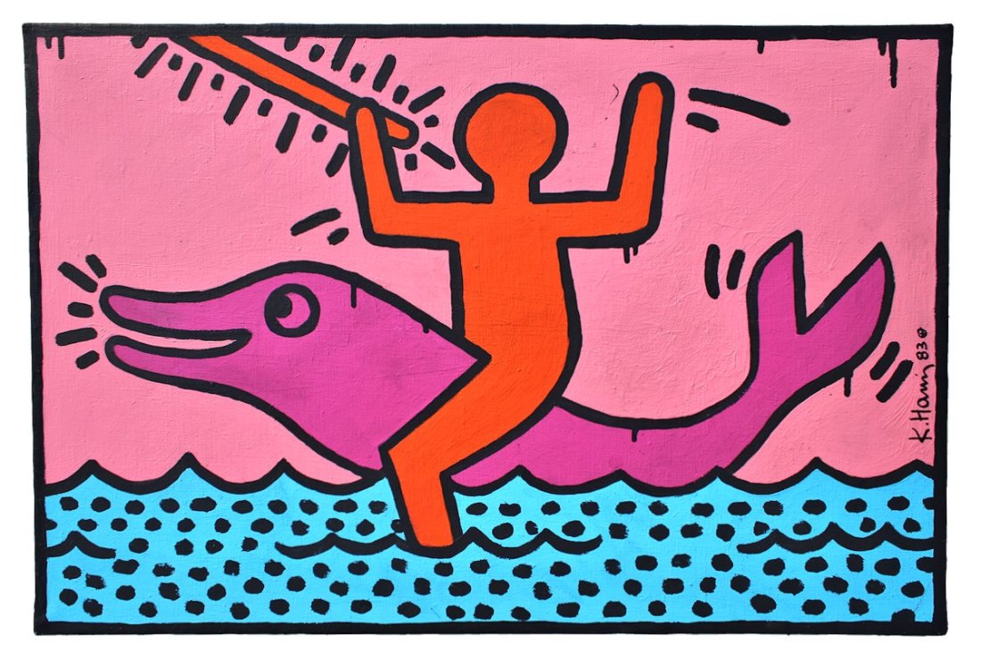 KEITH HARING (1958-1990)/ Acrylic Painting on Canvas / Drawing (1 of 15)