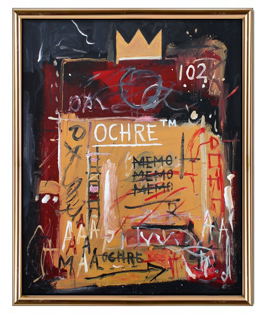 JEAN-MICHEL BASQUIAT (1960-1988) / Painting on Canvas / Warhol , Haring , Lichtenstein (1 of 3)