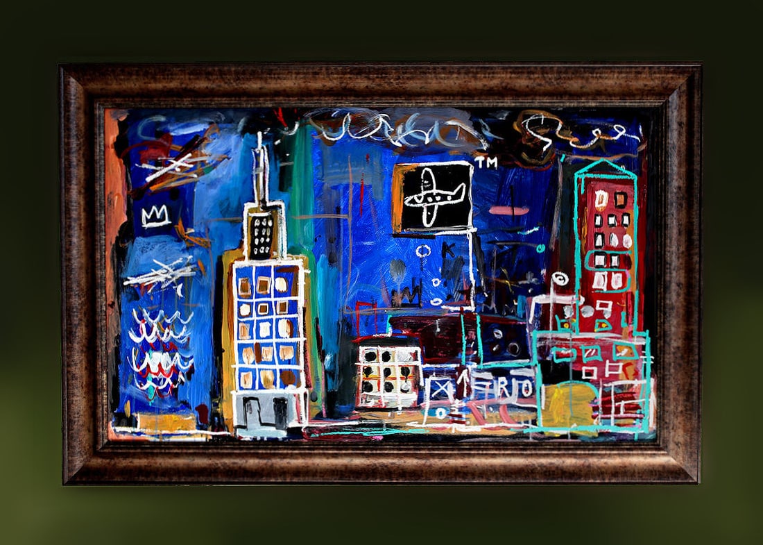 JEAN-MICHEL BASQUIAT (1960-1988) COA Important Large Painting on Board / Pop Art / Haring Warhol Era (1 of 11)