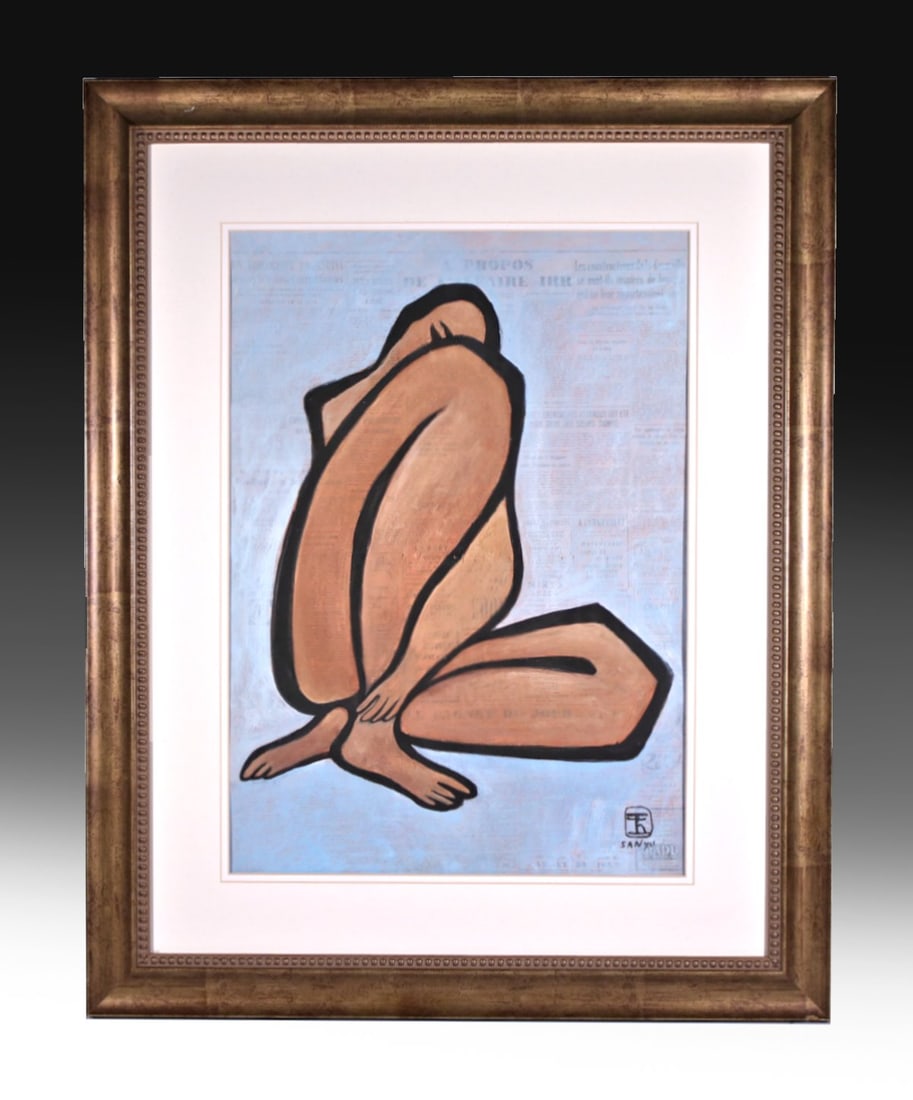 COA SANYU (1895-1966) / LARGE VINTAGE WATERCOLOR ON PAPER (1 of 5)