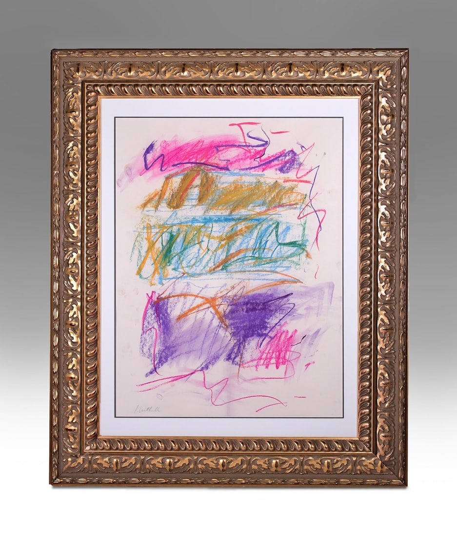 JOAN MITCHELL 1925-1990 COA / AN ACTUAL PASTEL PAINTING STYLE OF / ROTHKO, DE KOONING ERA: JOANN MITCHELL(1925-1990) Large and Beautiful Pastel painting on paper. Framed measures 34 x 28 inches and without it 23x17 Inches. This exquisite piece is in excellent condition signed on the lower l