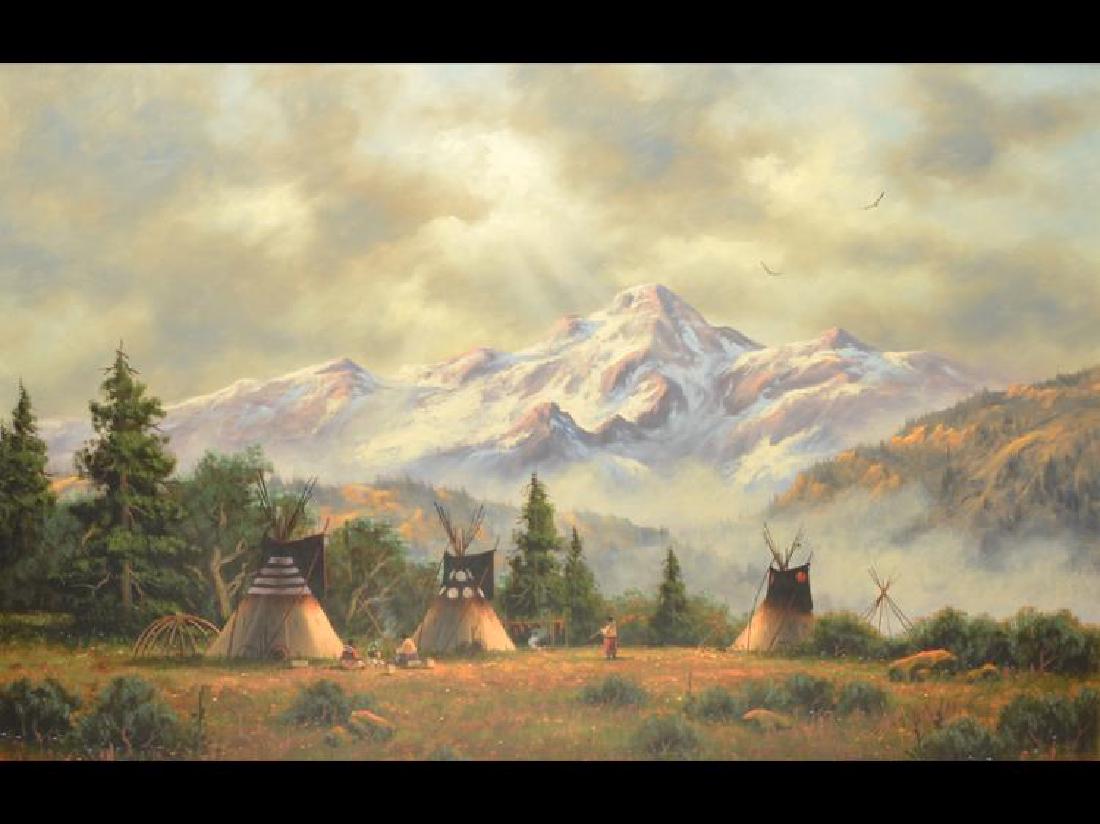 "Teepee Village," an acrylic on board by Heinie (1 of 1)