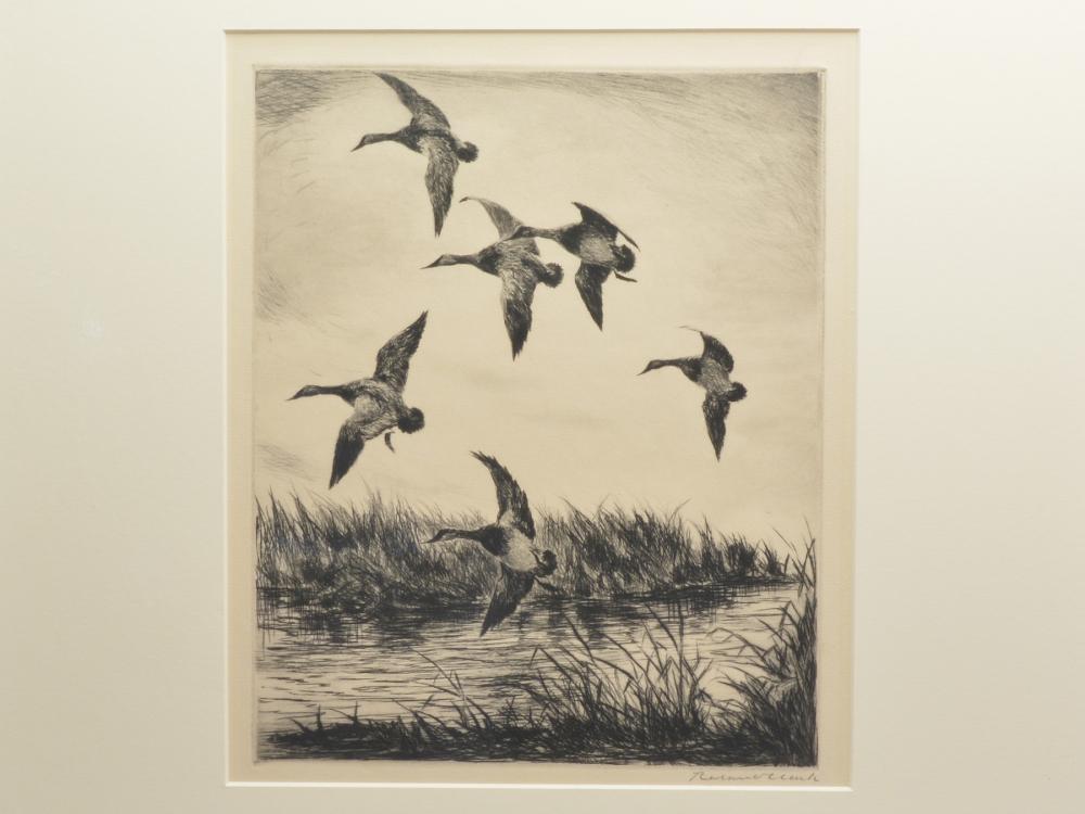 "Dusk", Roland Clark (1874-1957.: "Dusk", Roland Clark (1874-1957. "Dusk", Roland Clark (1874-1957. Drypoint etching circa 1929. Signed lower right. Plate measures 10 3/4" by 8 7/8".