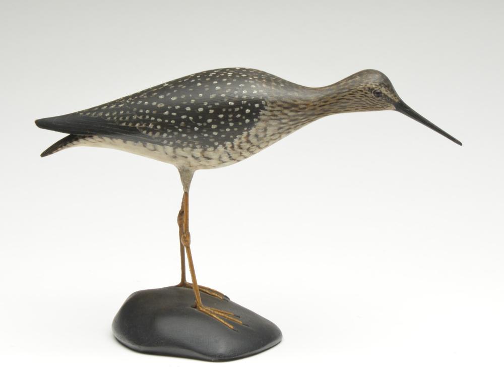 Rare walking greater yellowlegs on wooden base, Elmer (1 of 4)