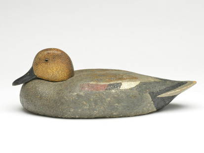 Low head style cork body gadwall, Harold Haertel,: Low head style cork body gadwall, Harold Haertel, Dundee, Illinois. Signed. 14.25" long. Provenance Otto Meyer collection.