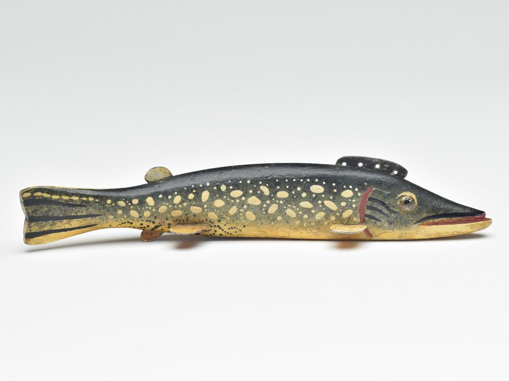Pike fish decoy, Oscar Peterson, Cadillac, Michigan, (1 of 3)