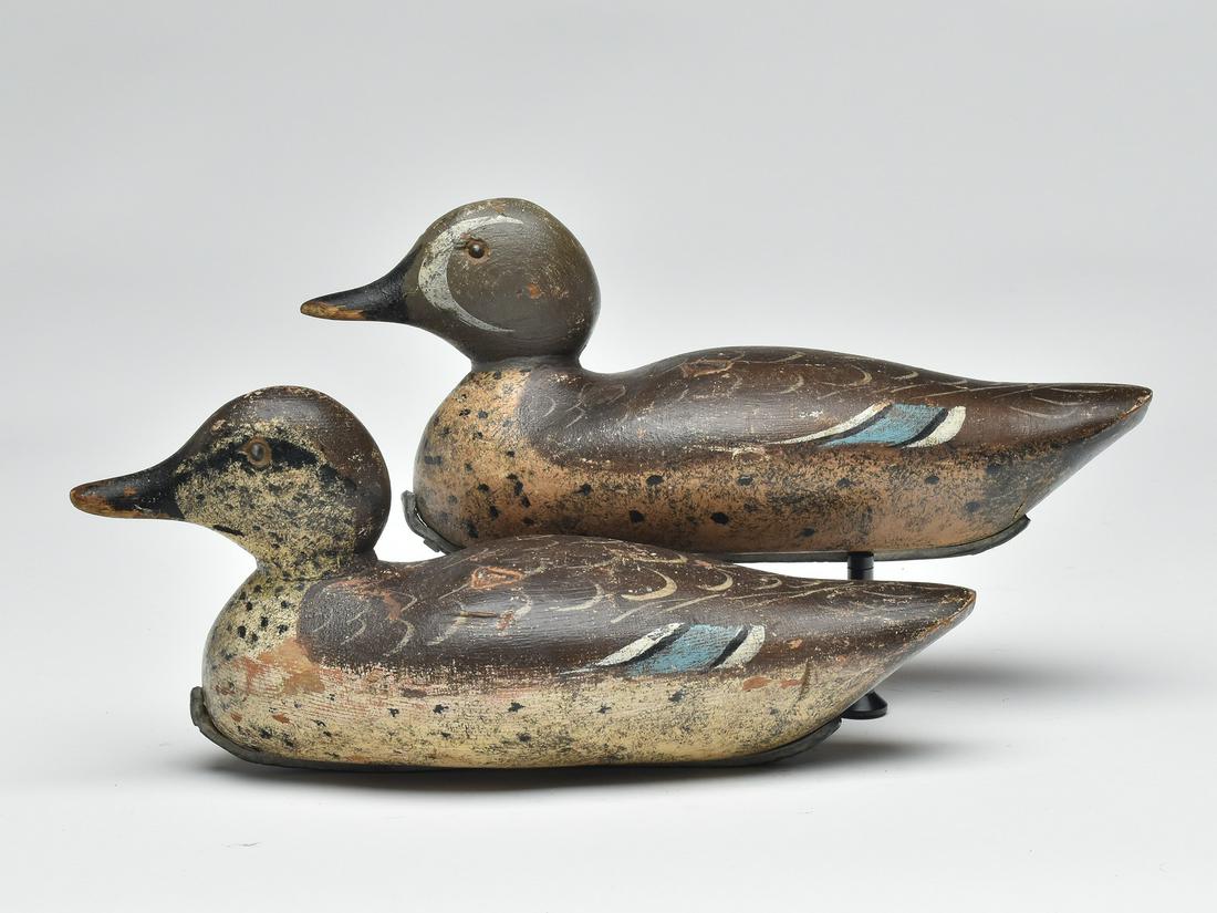 Pair of bluewing teal, Mason Decoy Factory, Detroit, Michigan, 1st quarter 20th century. (1 of 4)