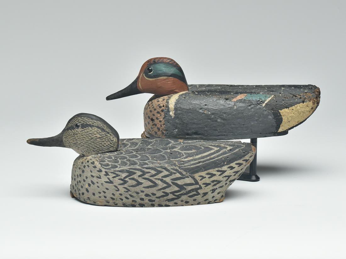 Rare pair of greenwing teal, Dr. Edgar Burke, Ocracoke, North Carolina, 2nd quarter 20th century. (1 of 4)