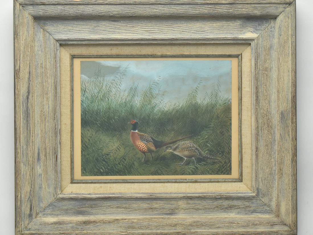 Dr. Edgar Burke (1889-1950), watercolor.: Dr. Edgar Burke (1889-1950), watercolor. Pair of pheasant. Signed and dated 1924 lower left. Image measures 8" x 10.5". Notes: Painting