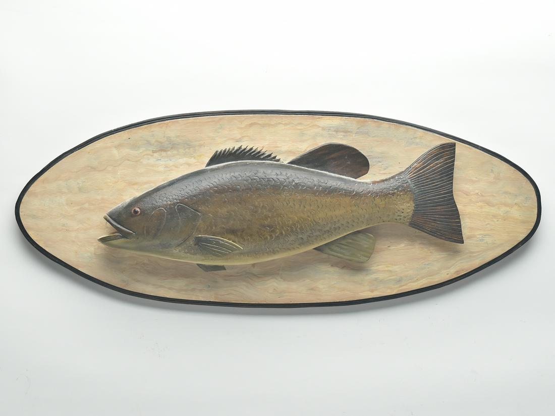 Carved bass fish plaque, Phillippe Sirois, Arrowsic, Maine. (1 of 3)