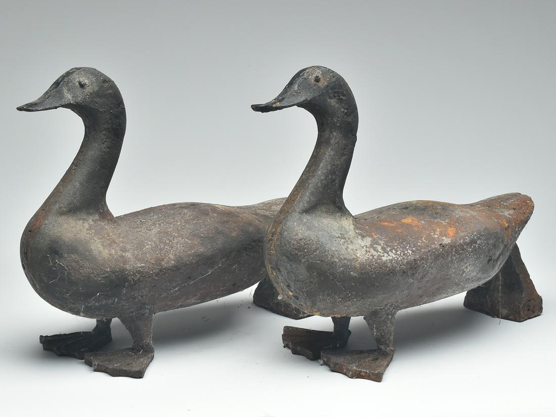 Two Canada geese cast iron andirons. (1 of 3)